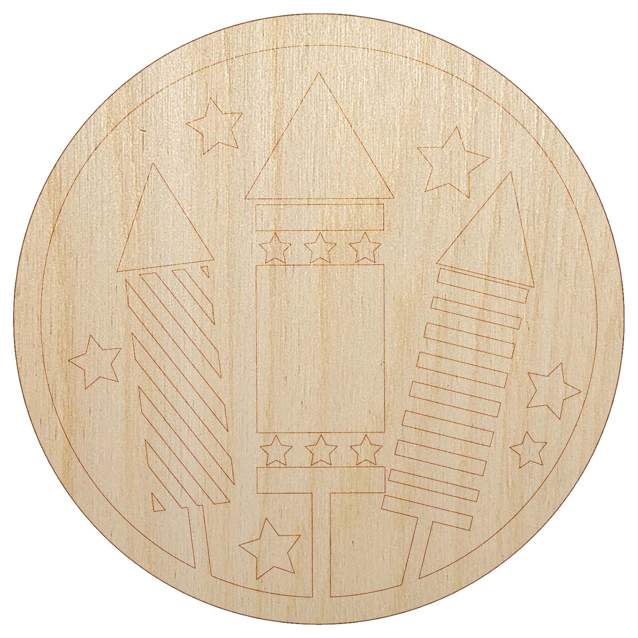 July 4th Independence Day Fireworks Patriotic USA Unfinished Wood Shape Piece Cutout for DIY Craft Projects